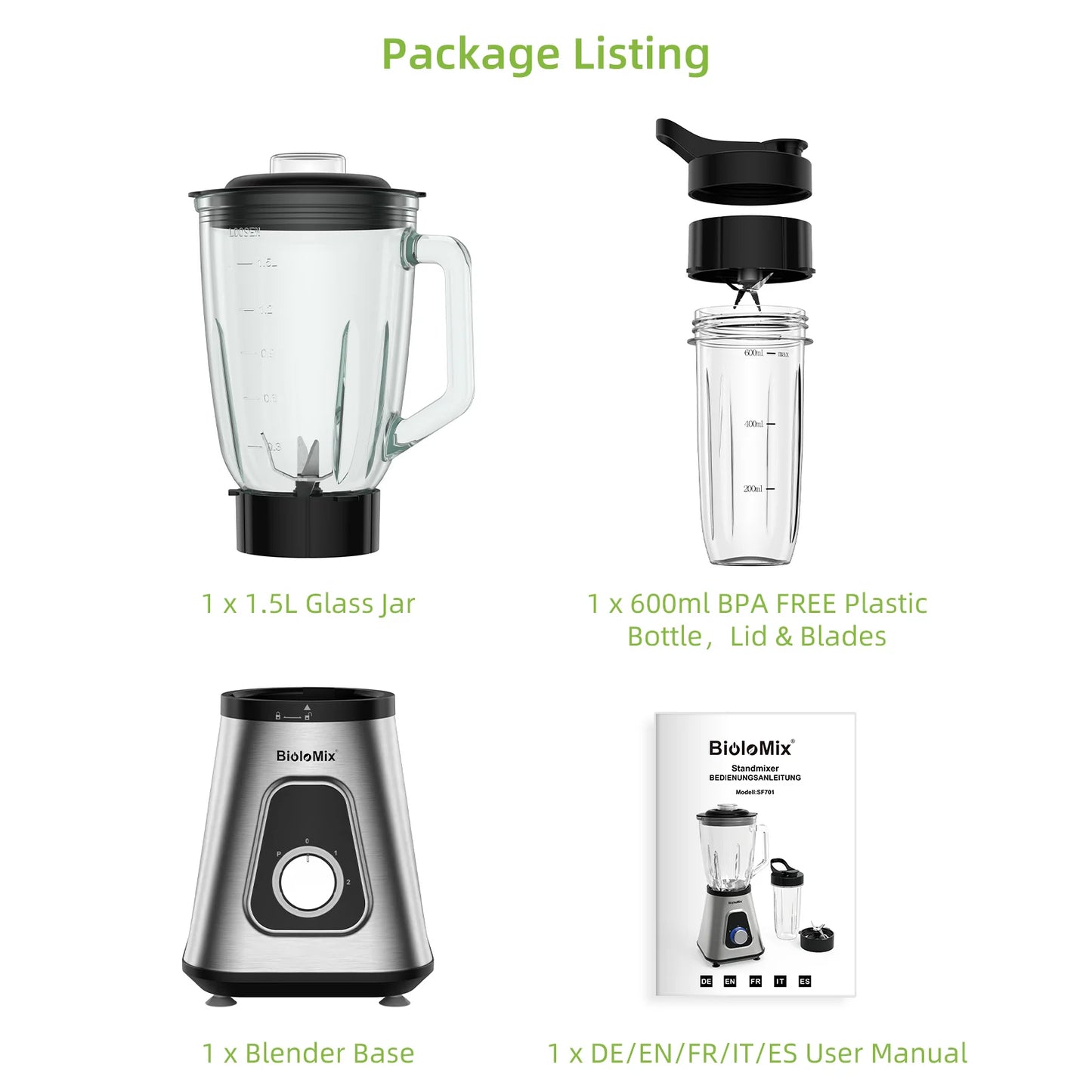 BioloMix 1300W High-Power Blender